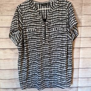 APT 9 navy & white Silky Blouse